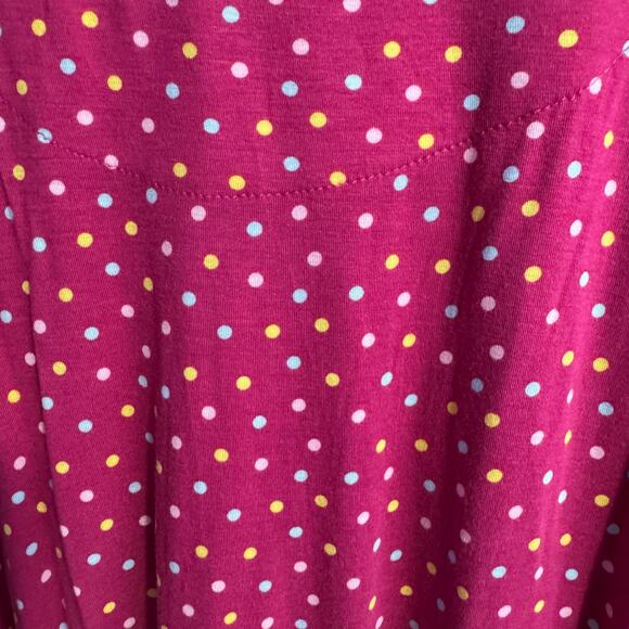 Kim Rogers Top Size 1X Pink Polka Dot V-Neck Pintuck Front 3/4 Sleeve Stretchy - Picture 8 of 11